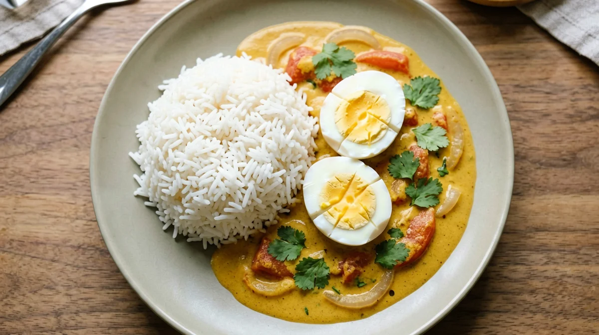 Sri Lankan coconut egg curry with rice