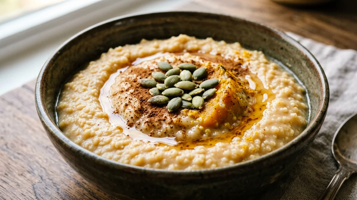 Porridge di miglio e zucca speziato con semi di zucca