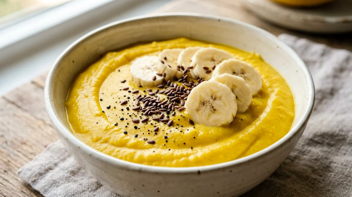 Crema di riso alla curcuma con banana e pepe nero