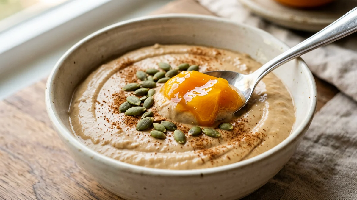 Crema di farina di castagne con cachi e cannella