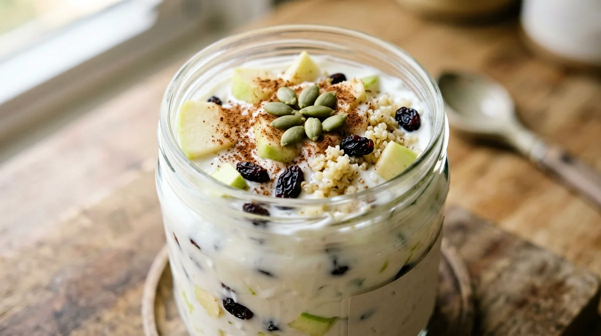 Bircher di quinoa con mela verde e succo di limone