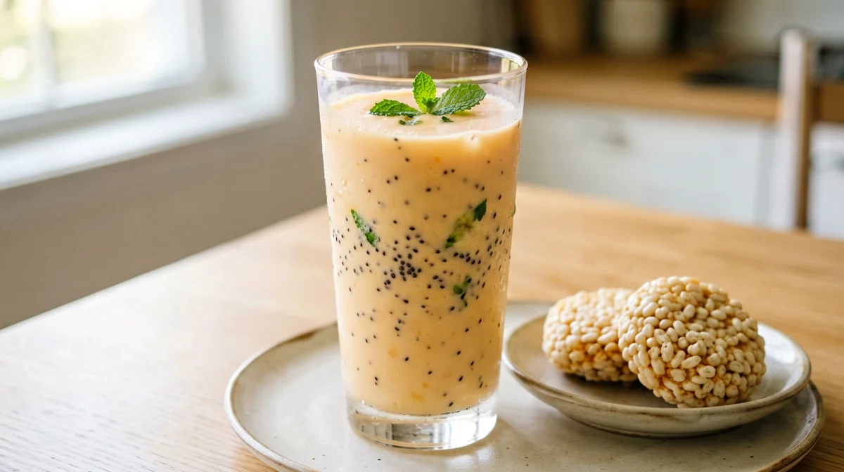 Melon, mint and lime smoothie with chia
