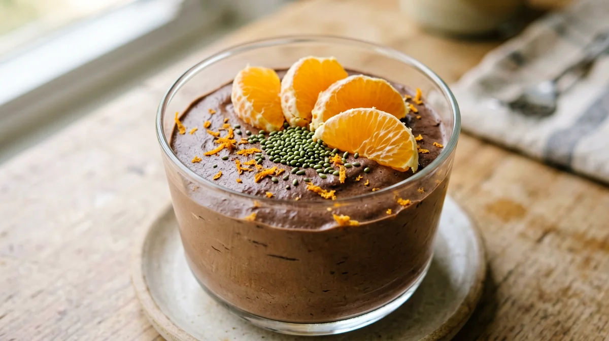 Silken tofu chocolate orange mousse