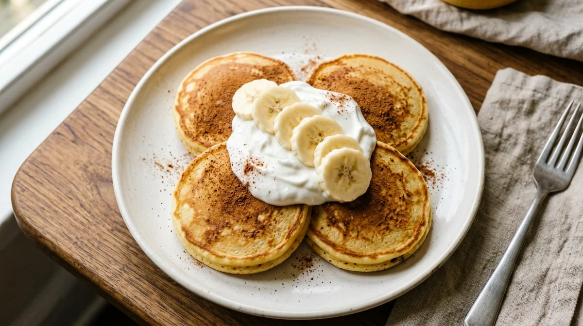 Cinnamon chickpea flour and banana pancakes