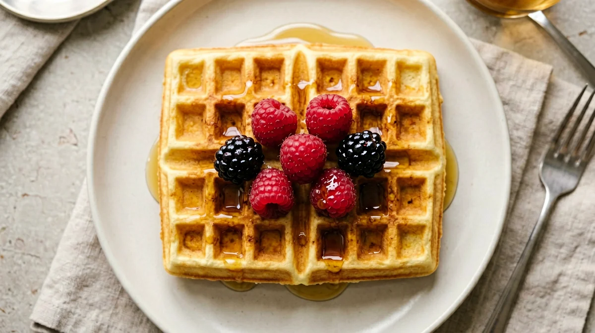 Rice and chickpea flour waffles with berries