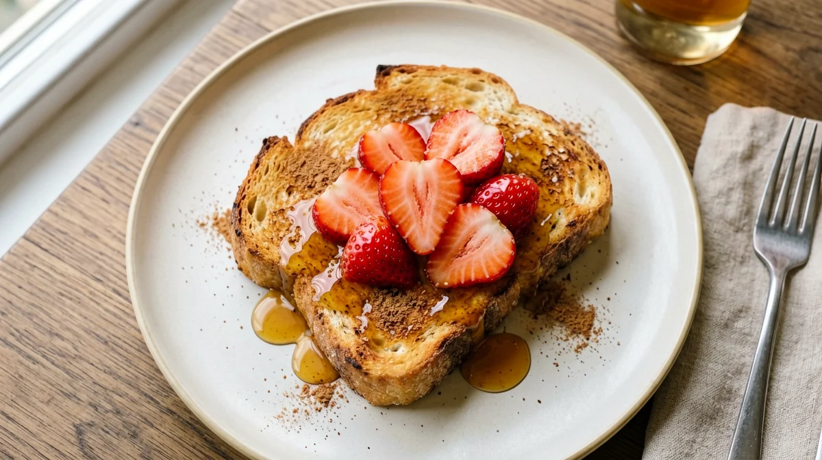 French toast vegano alla cannella con fragole
