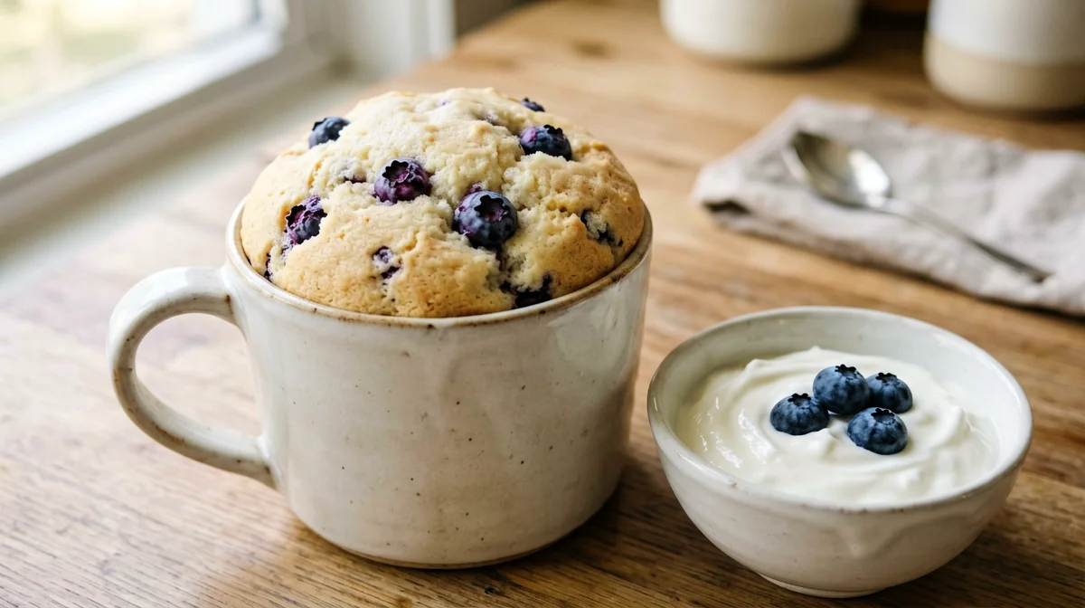 Rice flour blueberry mug muffin