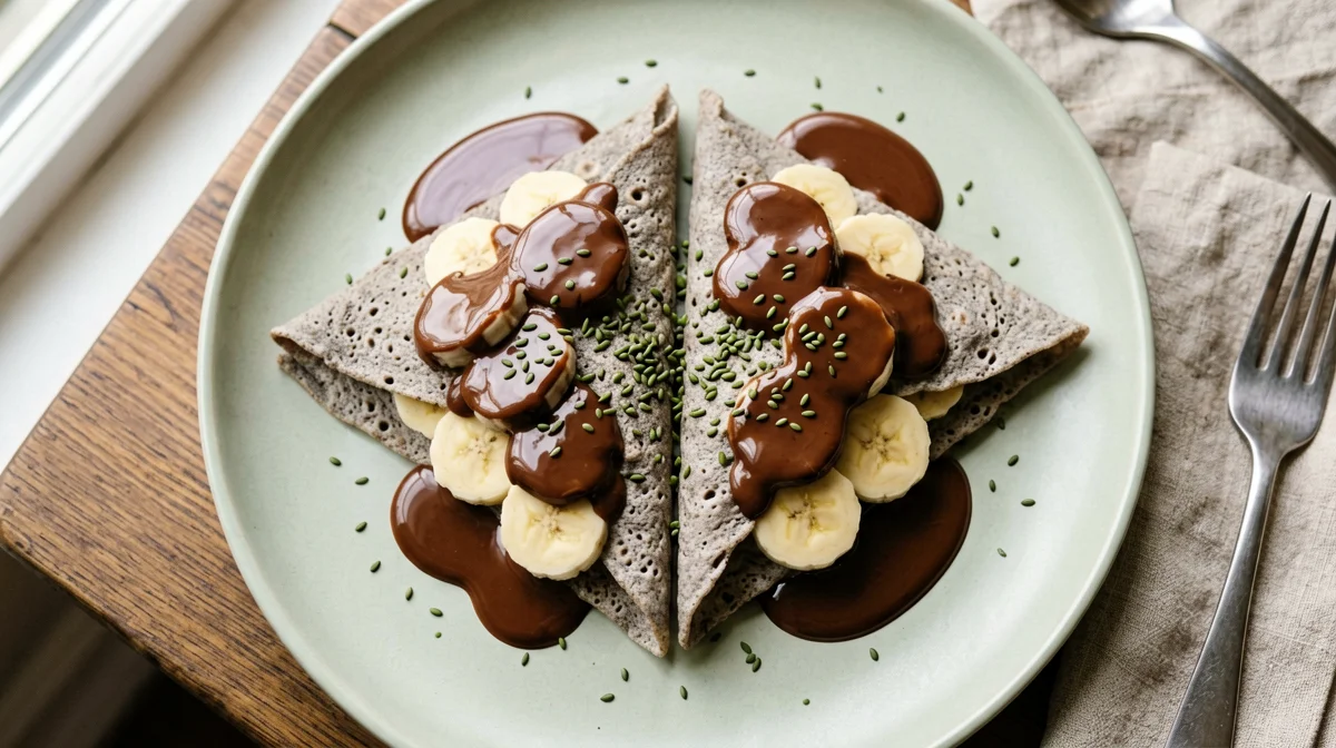 Crêpes di grano saraceno con banana e cacao