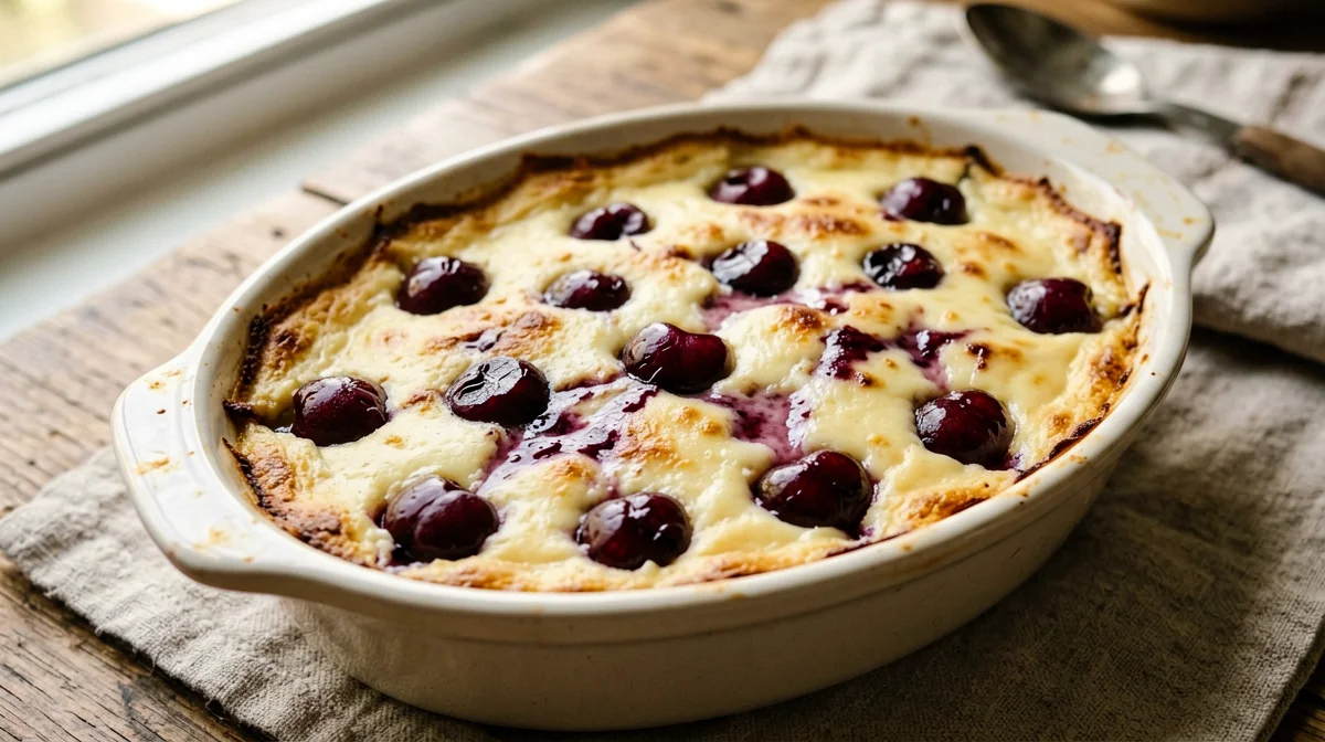 Vegan cherry clafoutis with silken tofu
