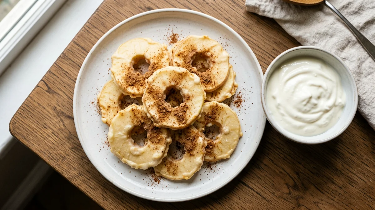Frittelle di mele con farina di riso e cannella