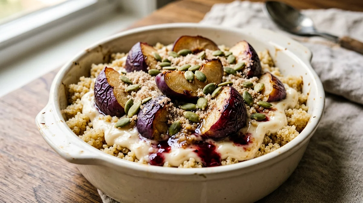 Quinoa al forno con prugne e cardamomo