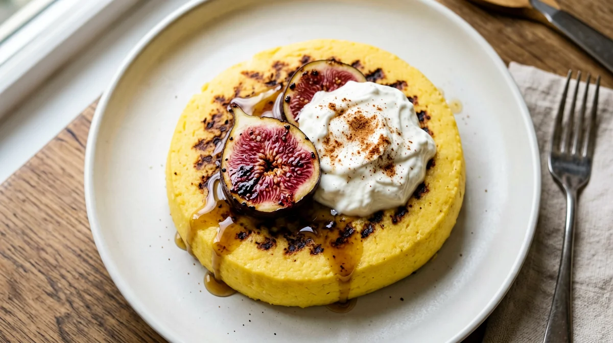 Polenta grigliata con fichi e sciroppo d'acero