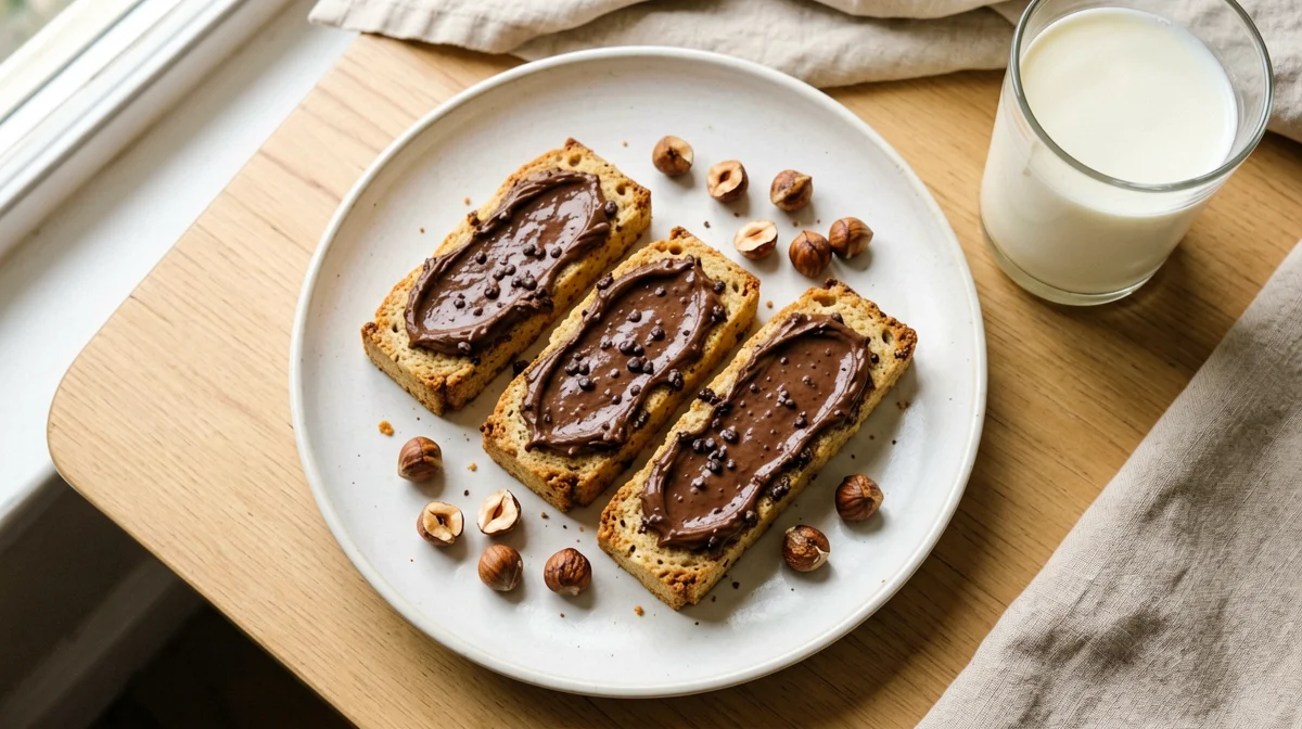 Rusks with homemade hazelnut cocoa spread