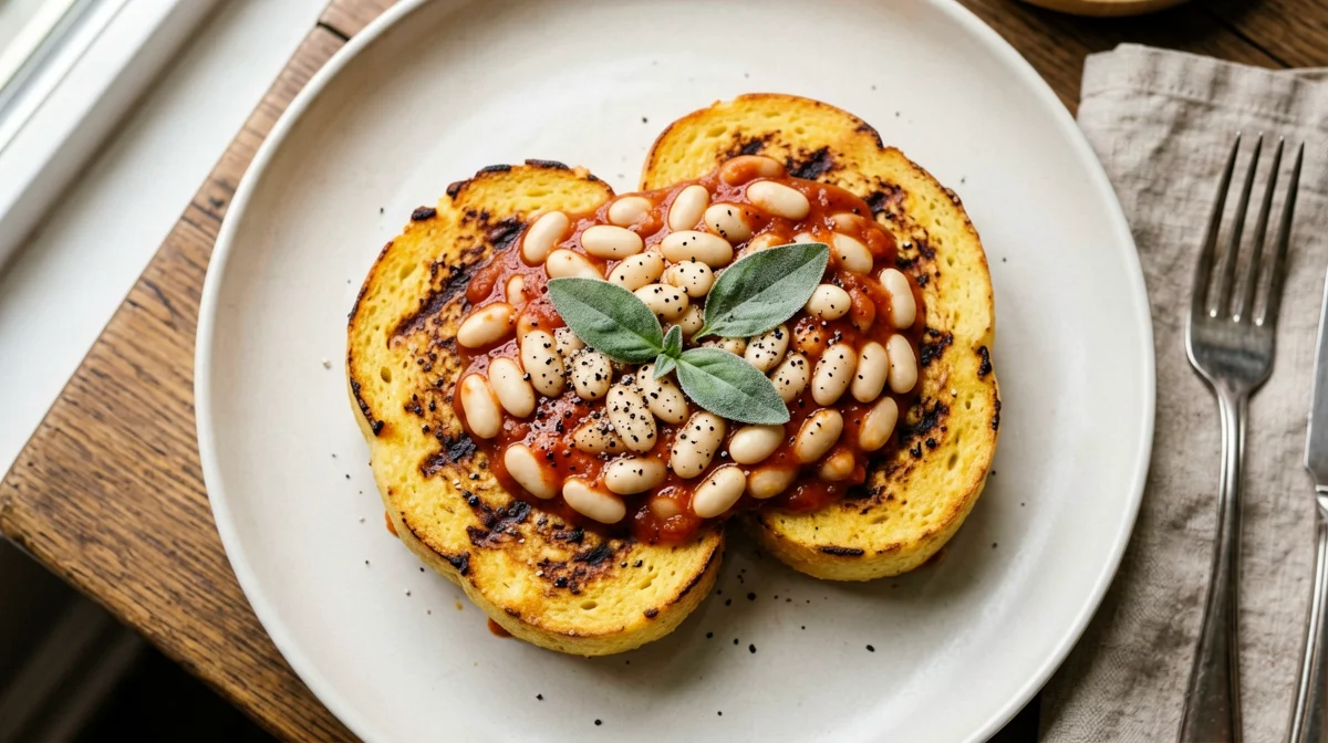 Tuscan-style cannellini beans on grilled polenta