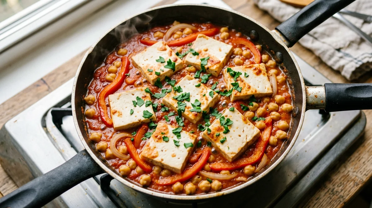 Shakshuka vegana con ceci e tofu