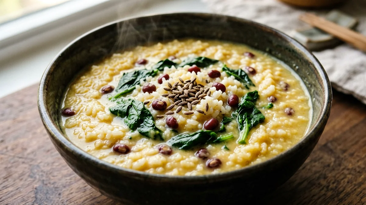 Kitchari di riso basmati e lenticchie rosse alla curcuma