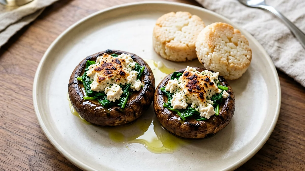 Funghi portobello ripieni di tofu e spinaci