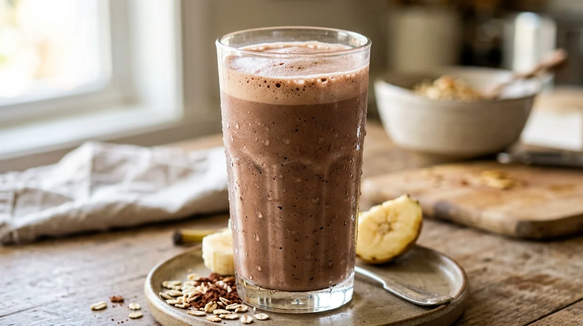 Frullato di bevanda d'avena, banana e cacao