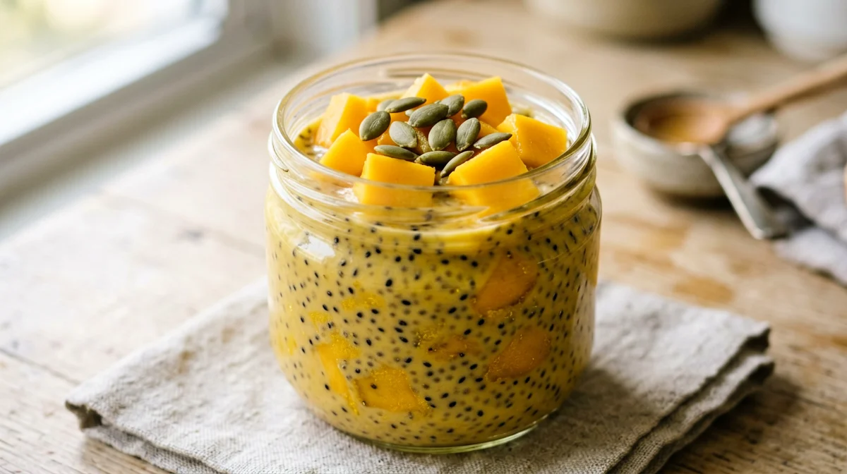 Budino di chia al mango e curcuma