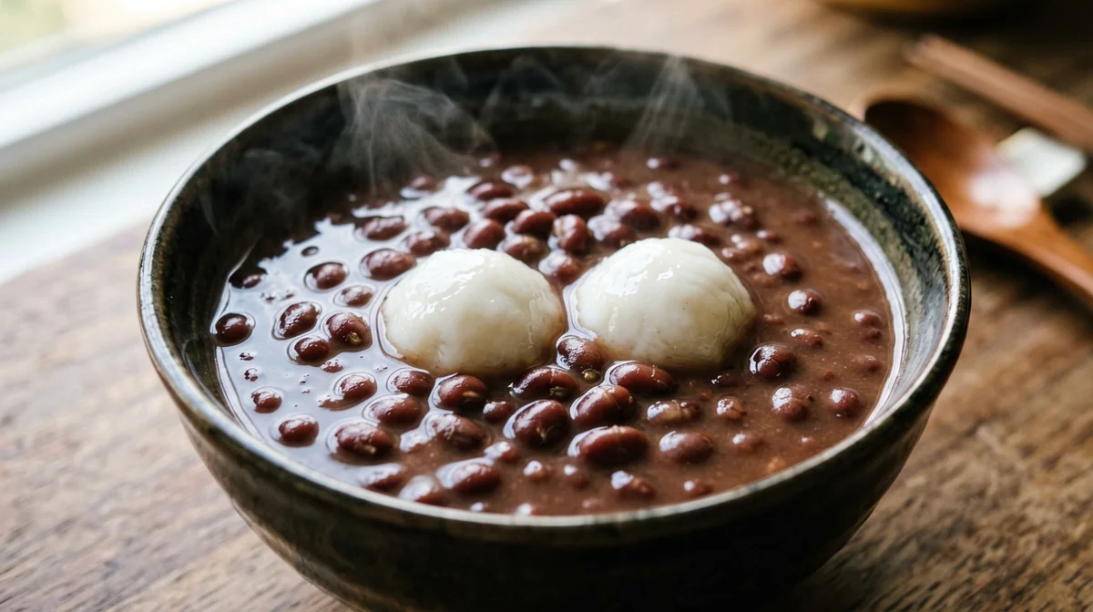 Zuppa dolce di fagioli azuki con riso glutinoso