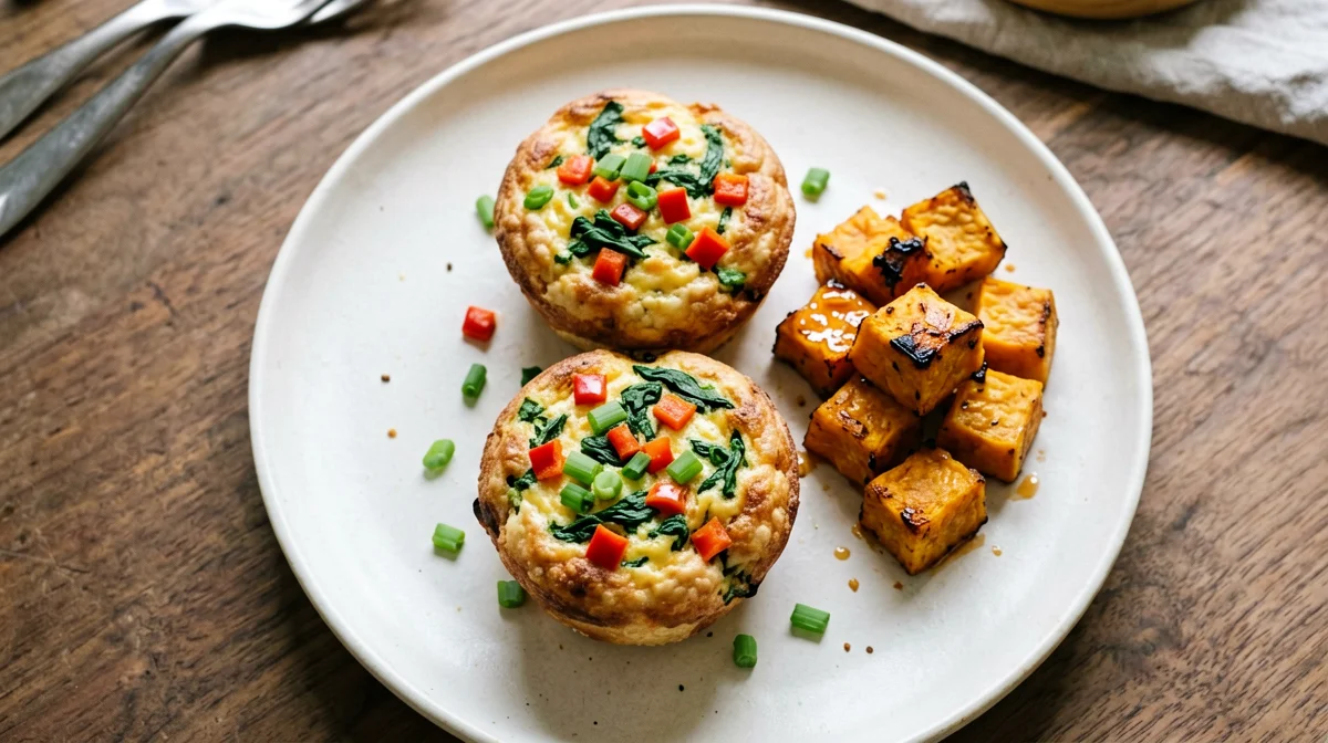 Baked egg muffins with peppers and spinach