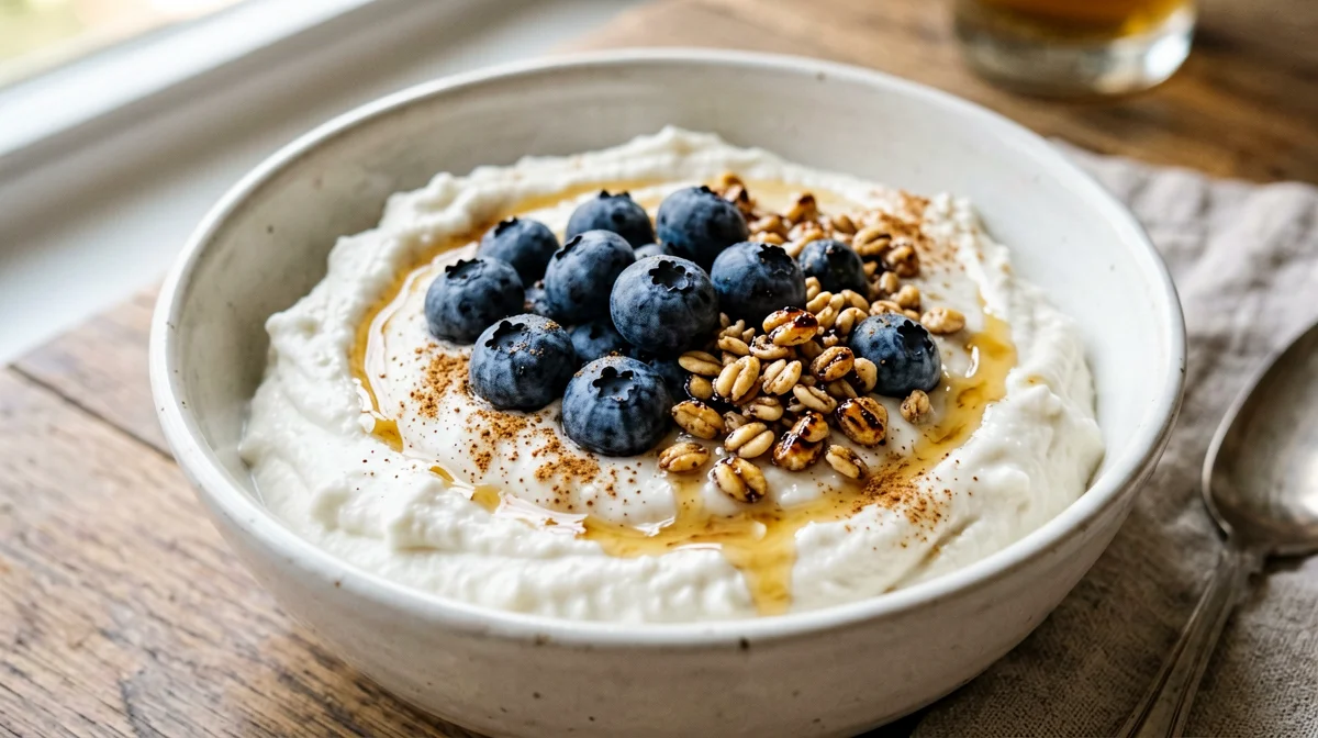 Skyr with blueberries and toasted buckwheat