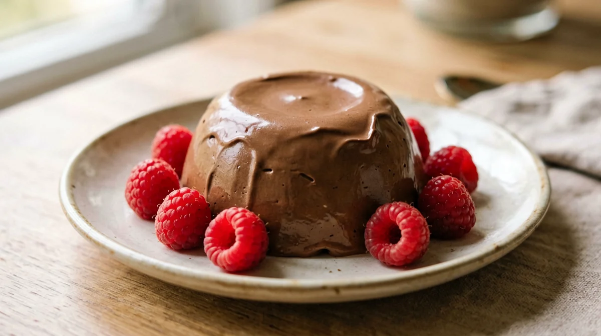 Panna cotta light al cacao con lamponi