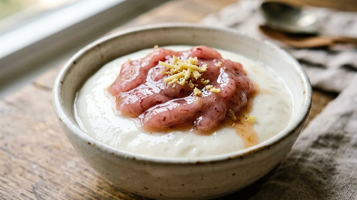 Panna cotta di kefir con rabarbaro allo zenzero