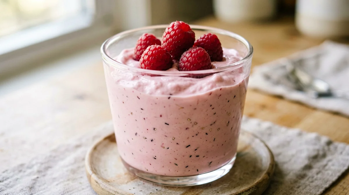 Raspberry Greek yogurt mousse