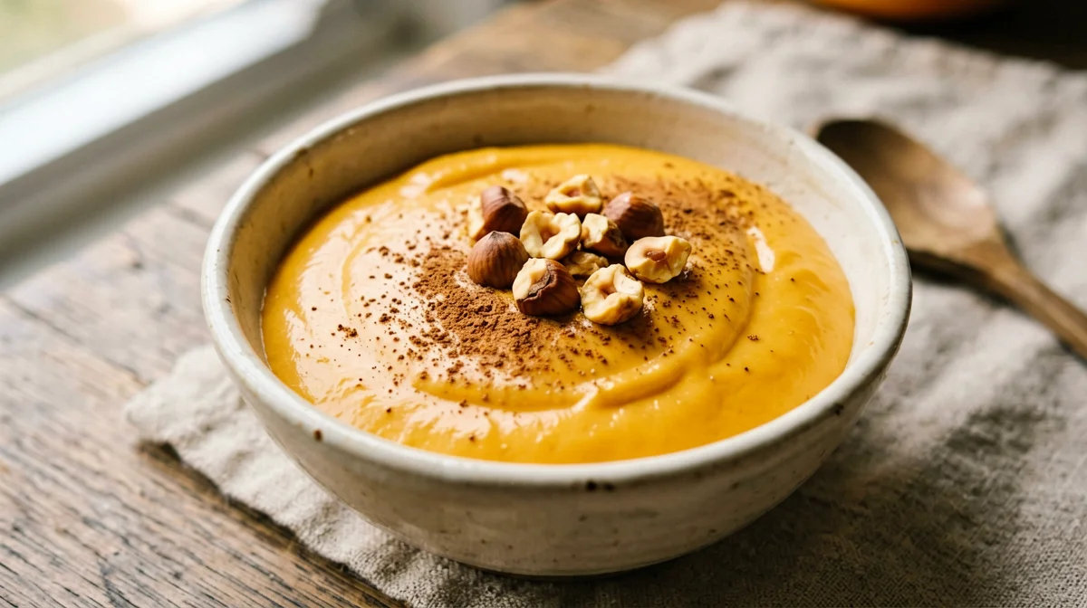 Cinnamon persimmon mousse with hazelnuts