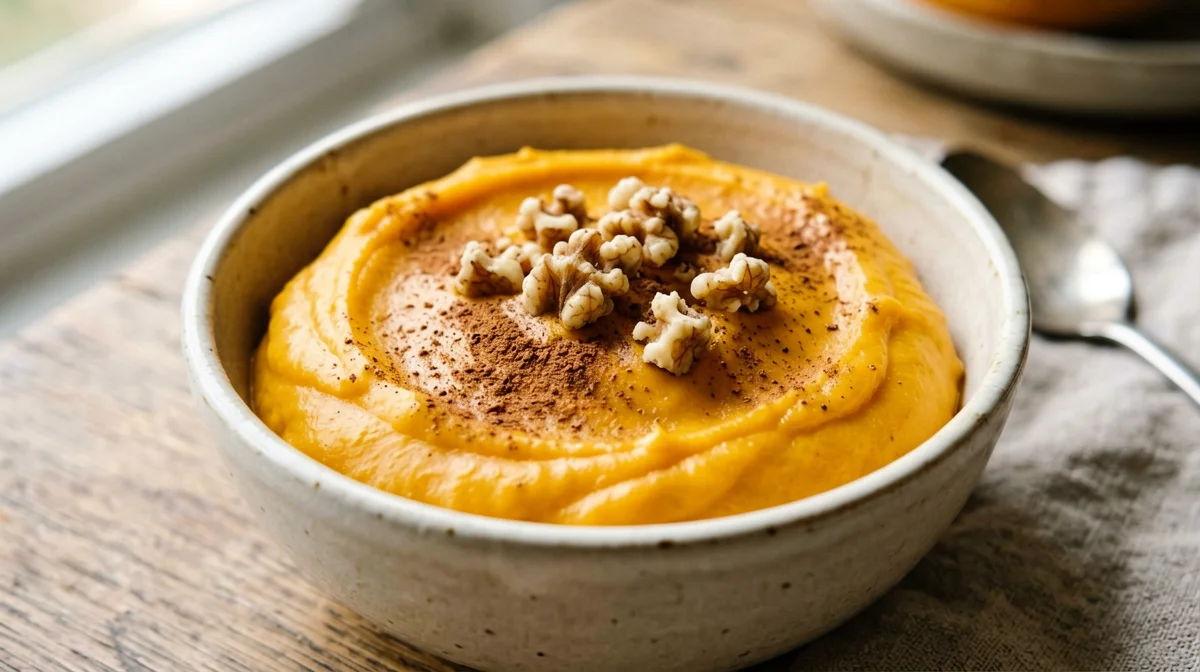 Crema di patate dolci speziata con noci