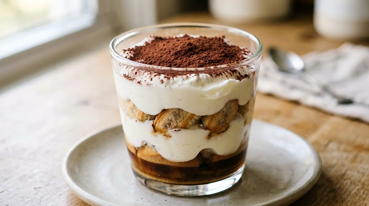 Tiramisù proteico allo skyr con bagna al caffè