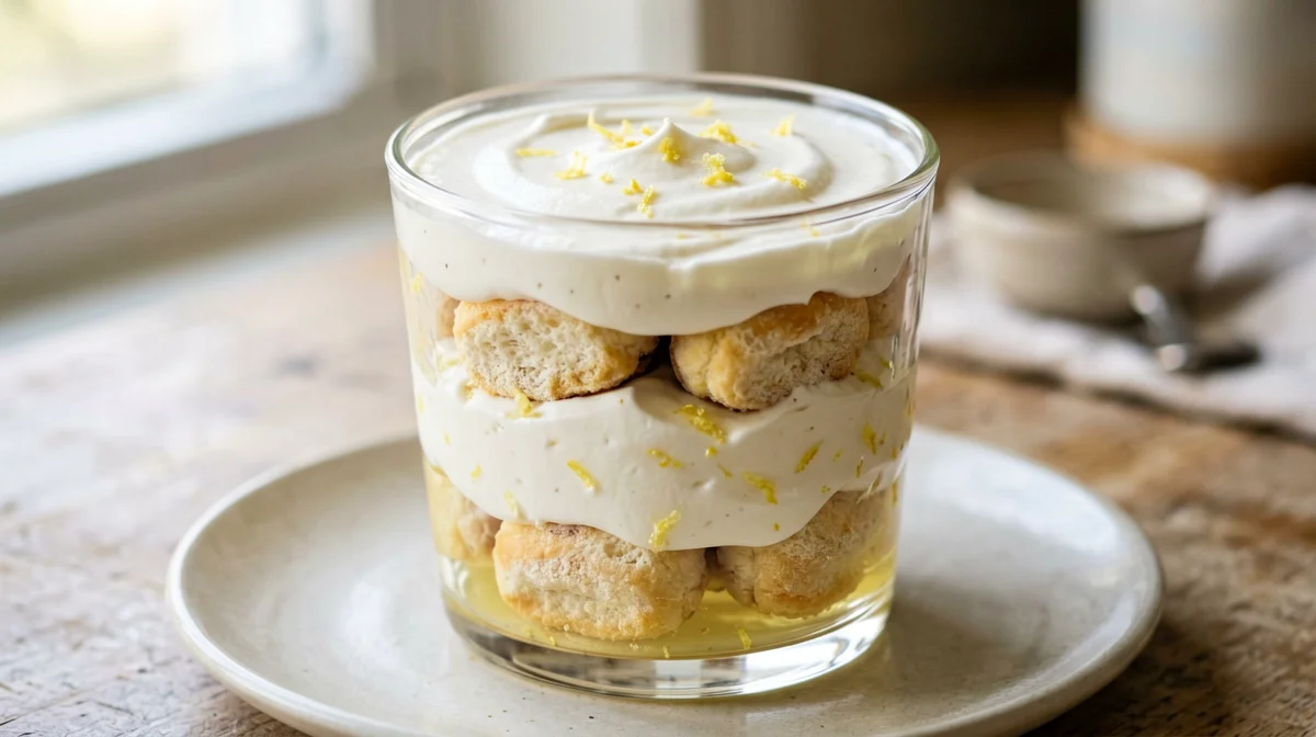 Lemon tiramisu in a glass