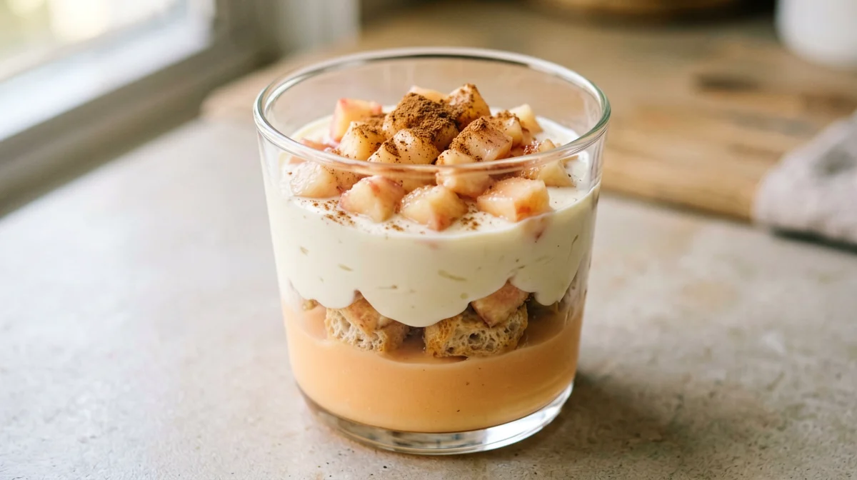 Peach tiramisu with vanilla yogurt