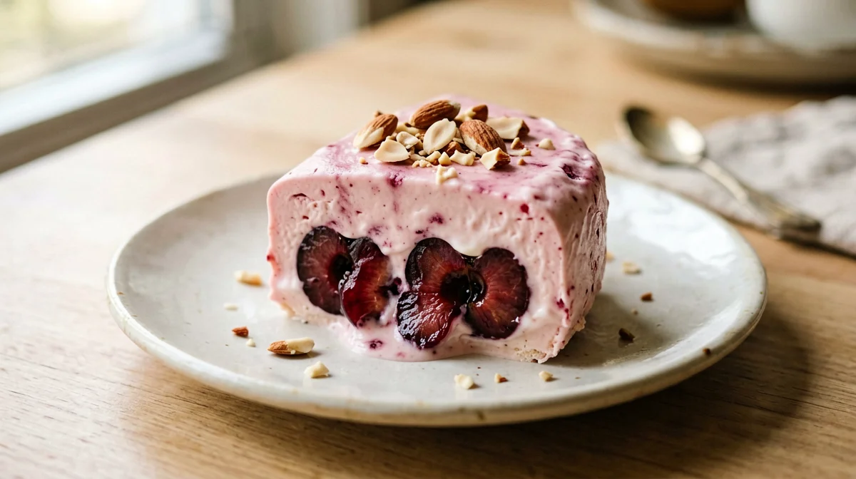 Semifreddo vegano di yogurt di soia alle ciliegie