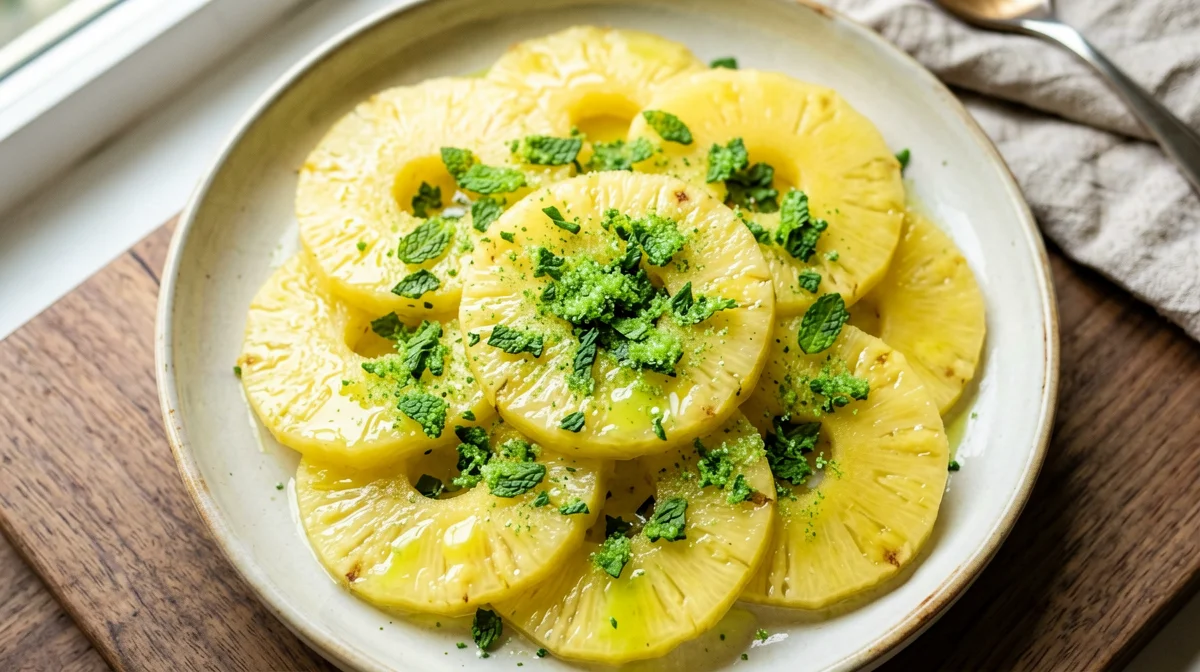 Carpaccio di ananas alla menta e lime