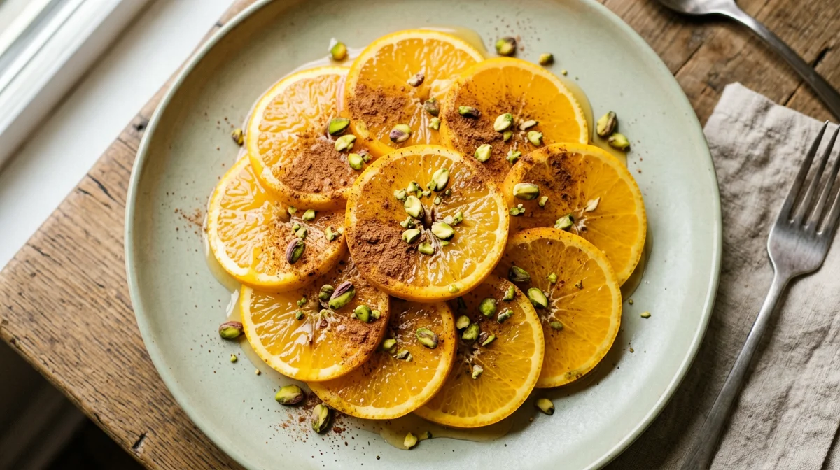 Cinnamon orange carpaccio with pistachios