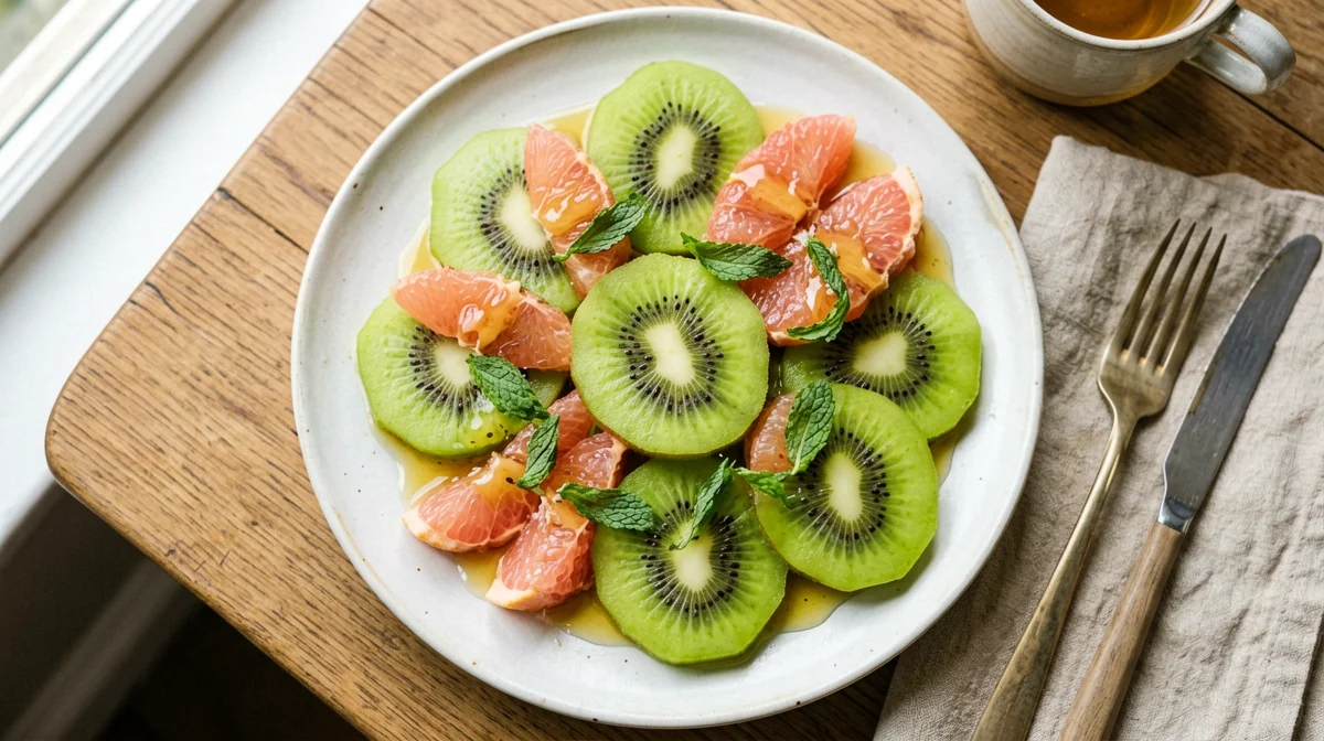 Carpaccio di kiwi e pompelmo alla menta