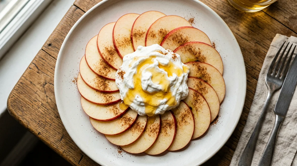 Carpaccio di mela alla cannella con yogurt greco