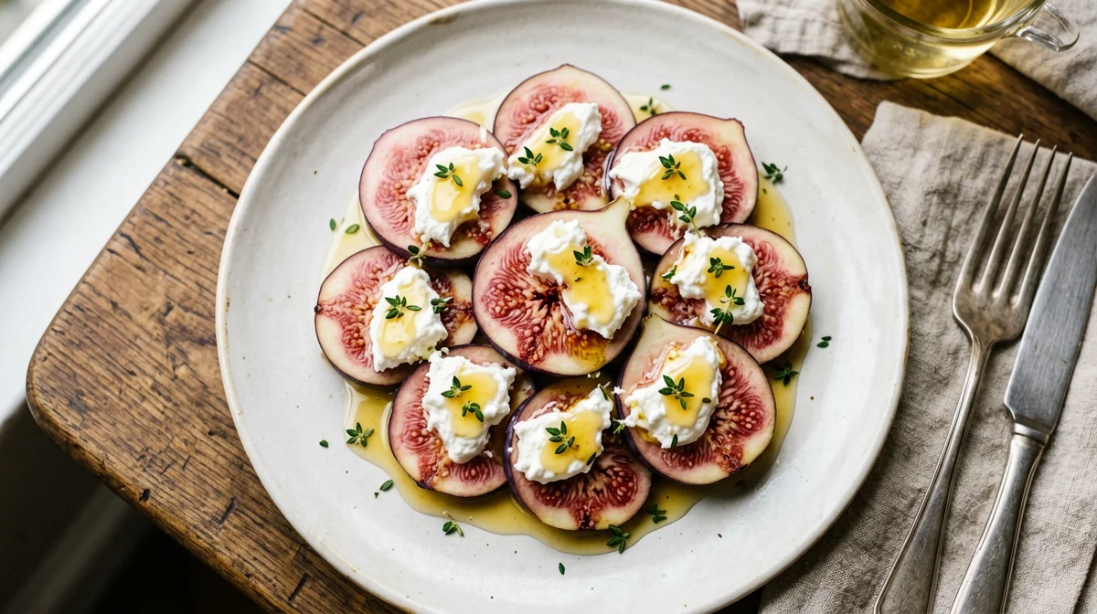 Fig carpaccio with ricotta and thyme honey