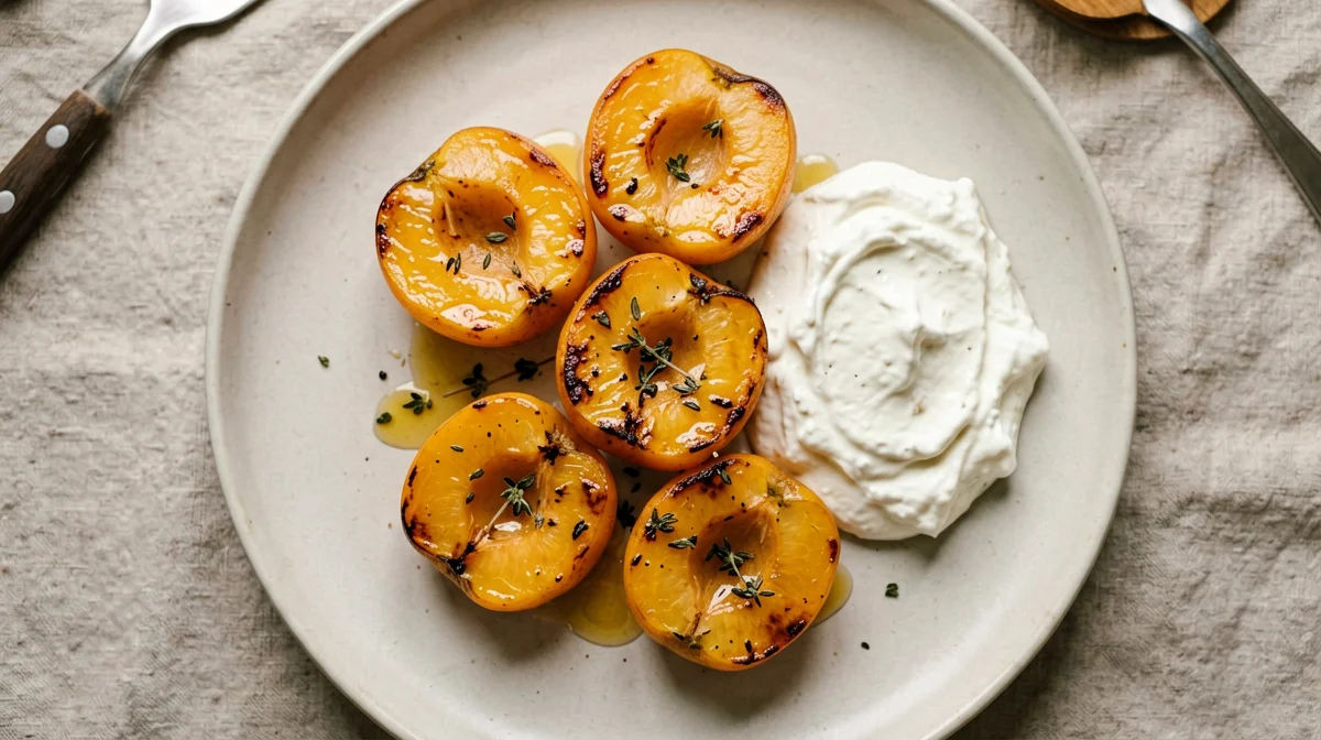 Albicocche al forno con timo e yogurt