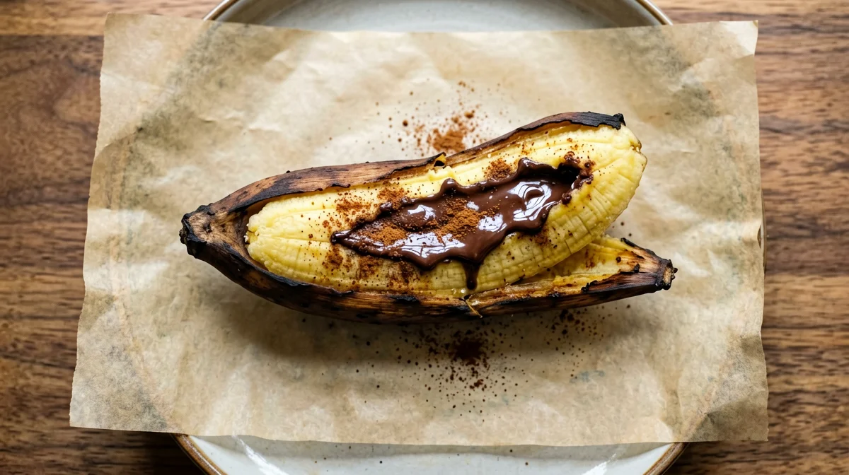 Banana al cartoccio con cioccolato fondente