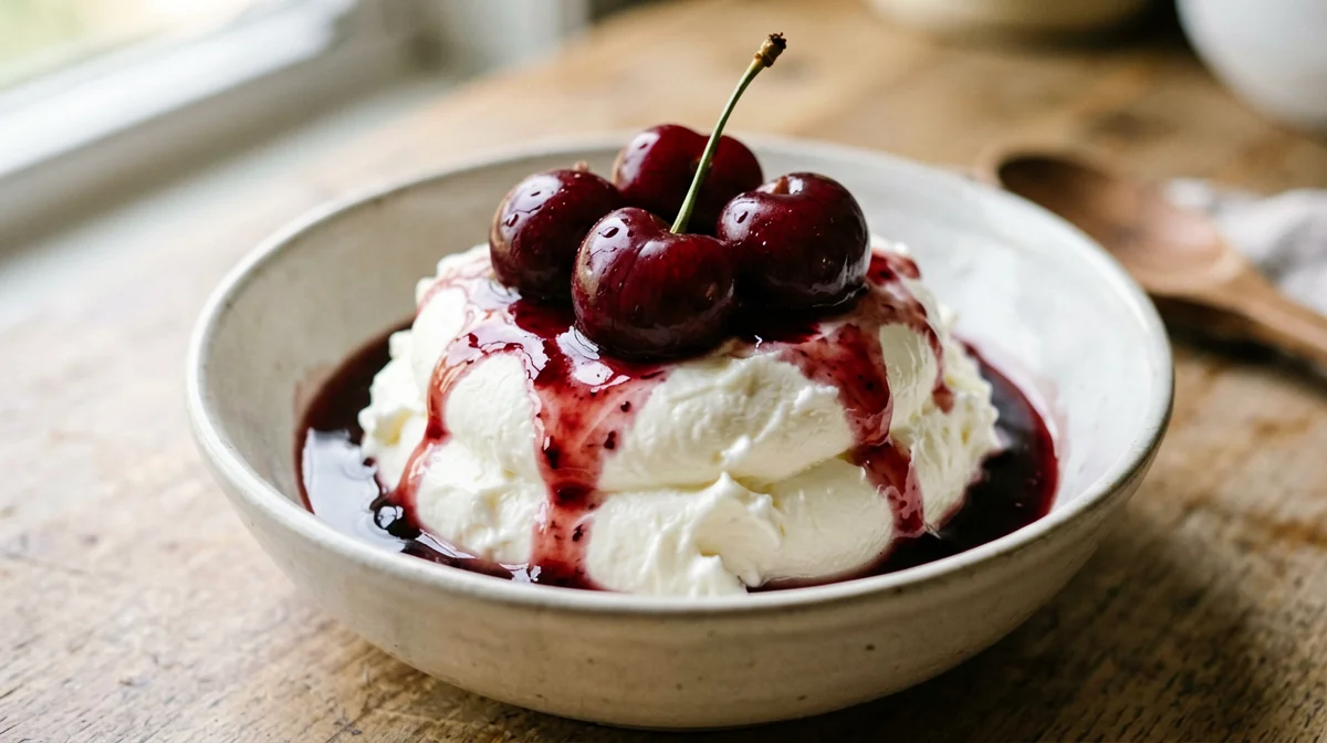 Composta tiepida di ciliegie con ricotta