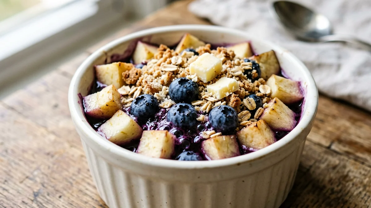 Light apple and blueberry crumble