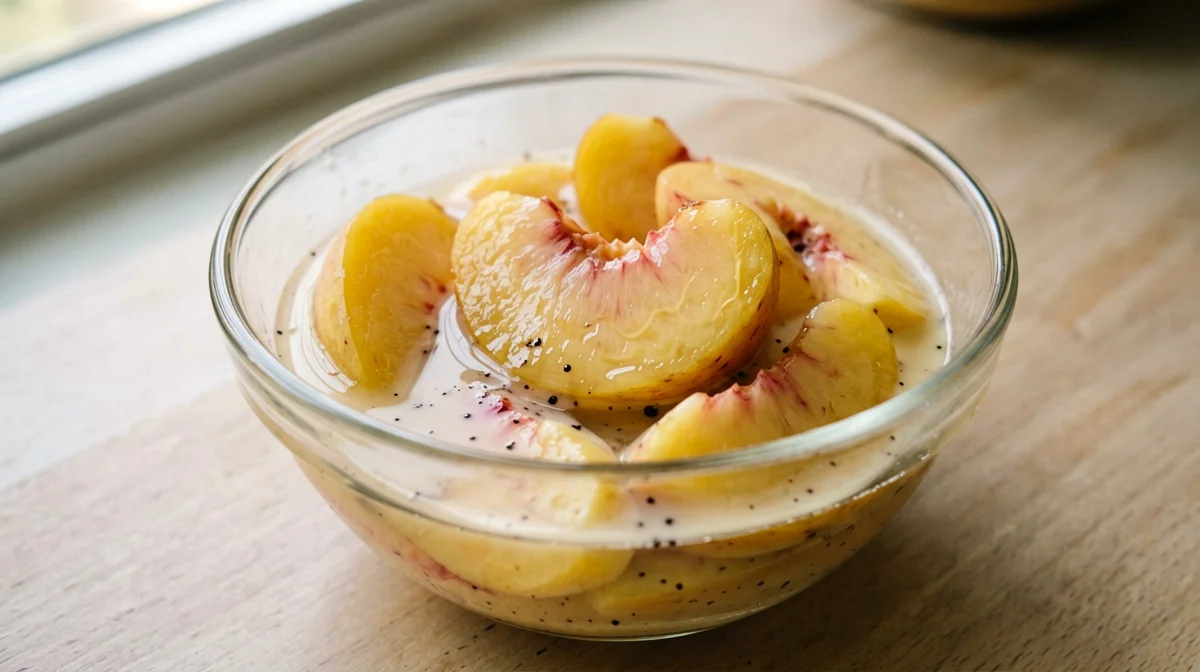 Light vanilla poached peaches