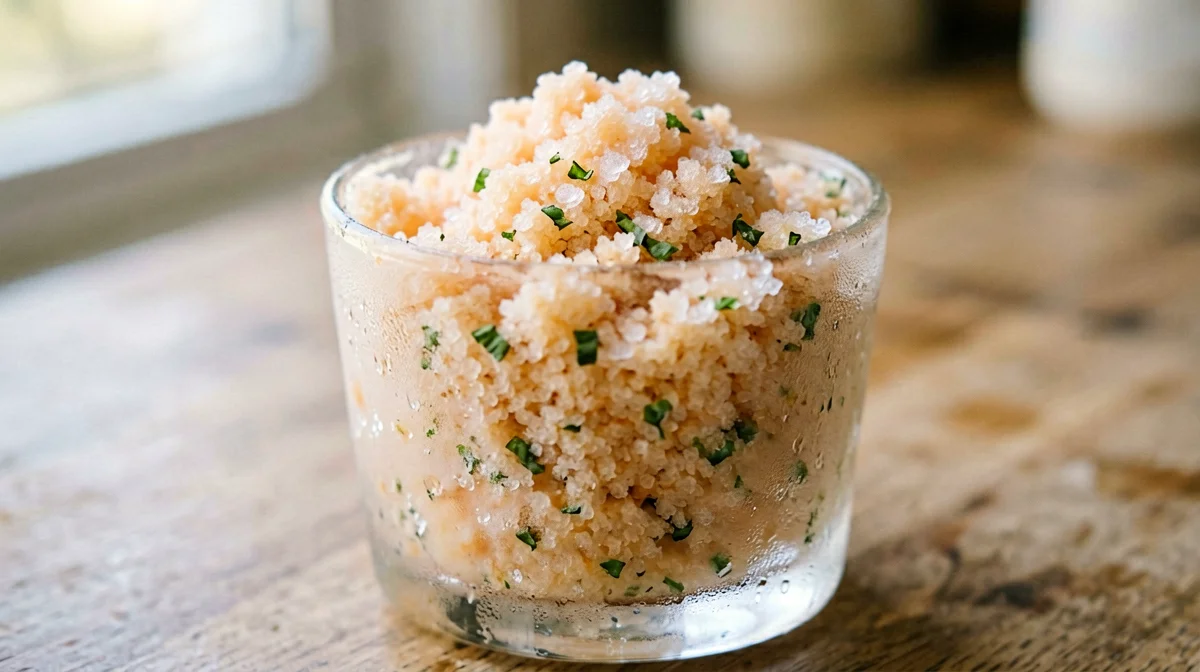 Peach basil granita