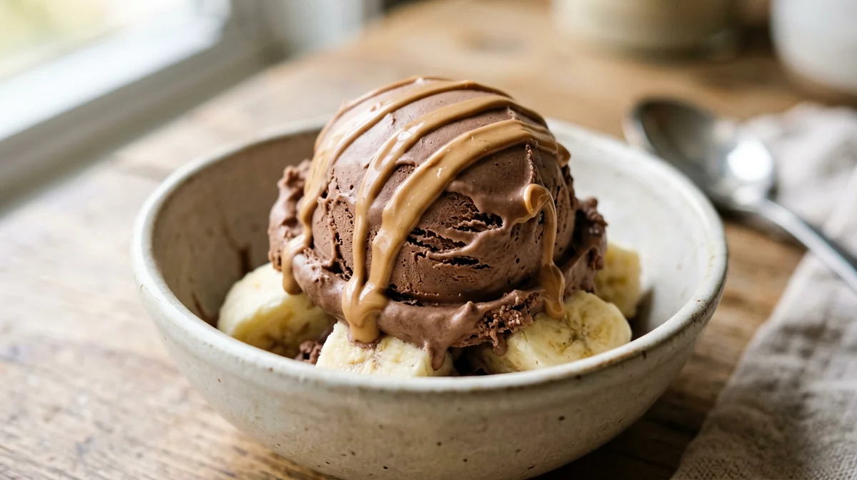 Cocoa peanut butter banana ice cream