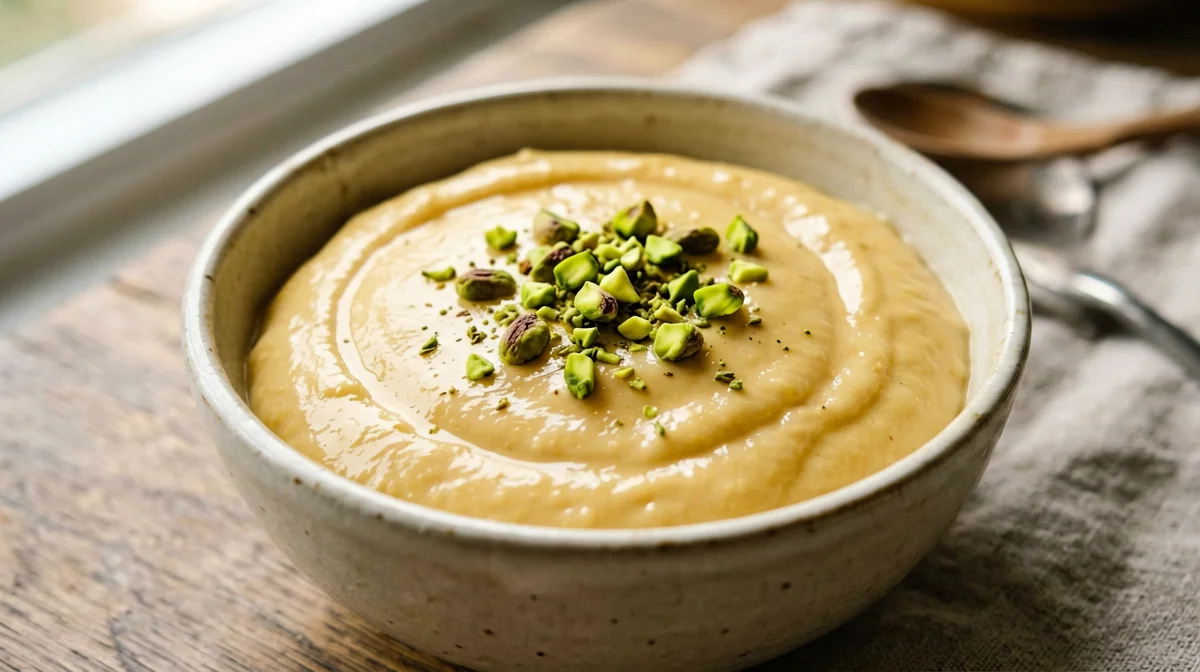 Crema di riso allo zafferano e pistacchi