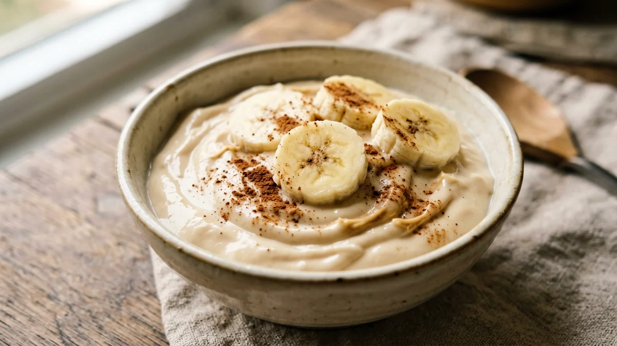 Crema di yogurt di soia al burro di arachidi e banana