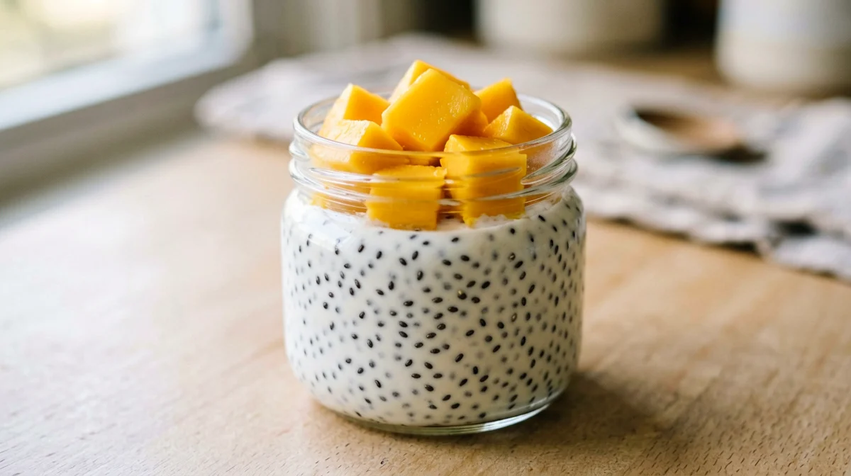Skyr chia pudding with mango